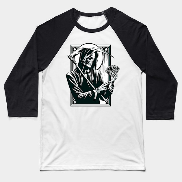 Gambling meme grim reaper death Baseball T-Shirt by TomFrontierArt